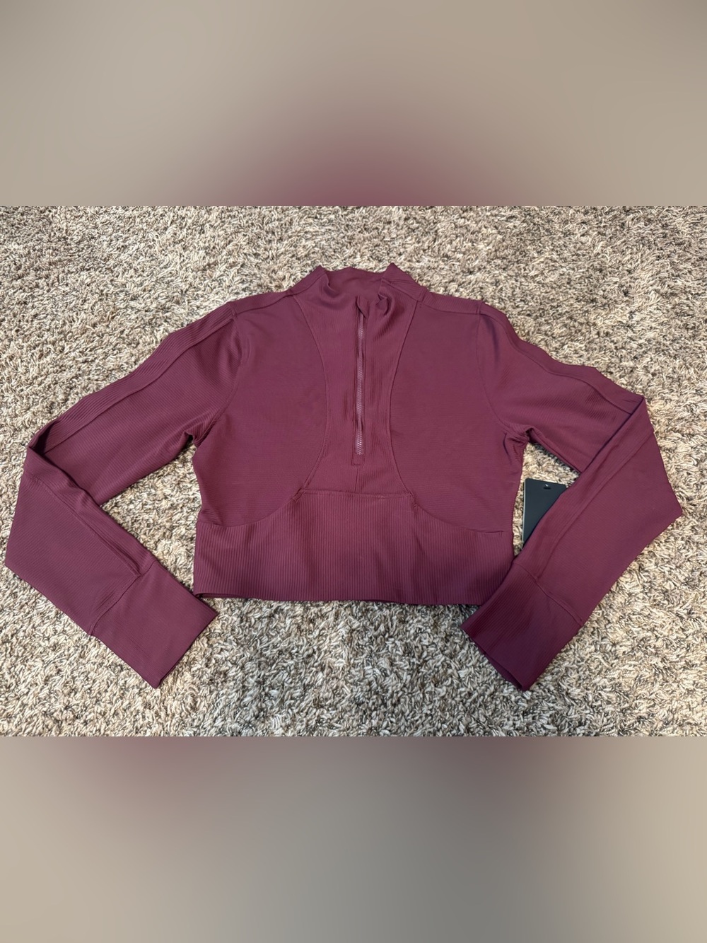 90 Degree by Reflex 3/4 Zip Port Royal Maroon Crop Top Jacket